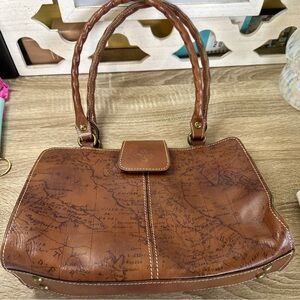 Patricia Nash Rienzo Satchel in a Signature Map print leather.